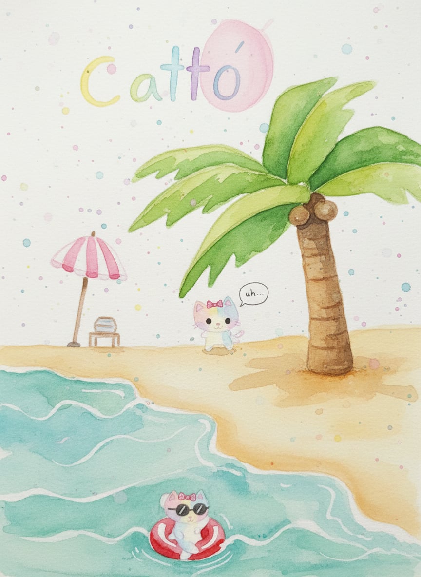 Catto Day in the Beach by Sofia Angela