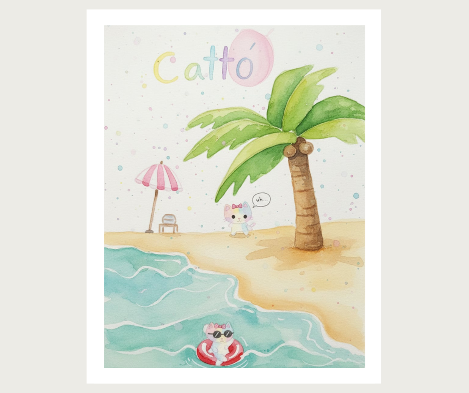 Catto Day in the Beach by Sofia Angela
